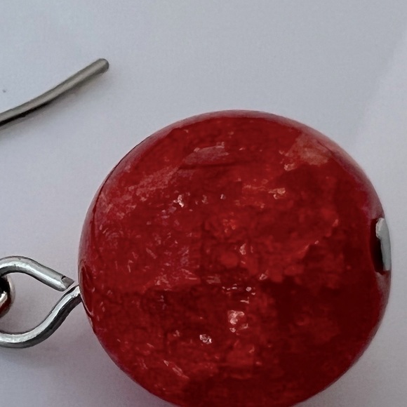 𝅺ORANGISH Red Fire Crackle Agate Dangle Earrings - Picture 7 of 14